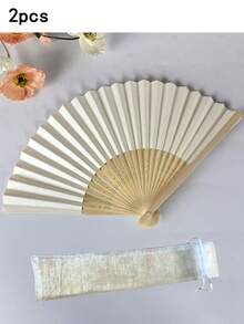10/5/2pcs Set & 1pc Foldable Paper Hand Fan, Multipurpose Solid Color Folding Fan, Modern Collapsible Fan For Home, Performance Props, Summer - Multicolor - View 14
