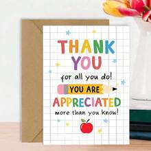 1pc-Fun Teacher Thank You Card With Envelope, Best Gift For Teachers, Student To Teacher Thank You Card, Suitable For Back To School Season And Graduation Party Teacher Appreciation Gift - A - View 3