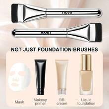 NOVO 1/2pcs Silver Flat Top Foundation Brushes, Easy To Clean, Full Coverage Makeup Brush For Liquid Foundation, Blending Cream,Mask Premium Face Brush, Durable Construction - Multicolor 2 - View 6