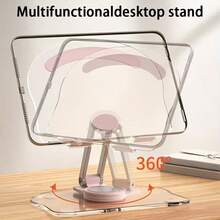 1pc Acrylic Tablet Phone Stand, Cute And Practical, 360° Rotating, Foldable And Portable, Tablet Holder, Laptop Desktop Support Stand, Multi-Functional Cooling Stand, Foldable Support Stand, Adjustable Height Phone Stand Reading Rack, Random Color - A - View 3