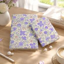 Vintage Lilac Floral Woven Fabric Book Jacket, Pom Pom Tassel Decor Reusable Book Protective Sleeve, Slim Lightweight Washable Book Skin For Literary Lovers & Bookish Gift Gifting - Sets - View 5