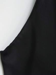 Top de satén de unicolor con cuello halter y espalda descubierta para primavera/verano - Negro - Ver 7
