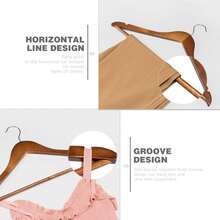 1/5pcs Solid Wood Suit Hangers With Anti-Slip Bar, Premium Space-Saving Minimalist Coat Hangers For Closet Storage, Home, Hotel And Boutique - View 5