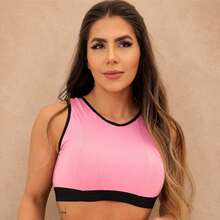 Women's Cropped Sports Fitness Top In Dry Fit Without Pads - Rosa claro - Ver 8