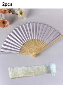 10/5/2pcs Set & 1pc Foldable Paper Hand Fan, Multipurpose Solid Color Folding Fan, Modern Collapsible Fan For Home, Performance Props, Summer - Multicolor - View 15