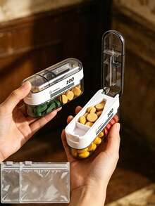 New Portable Pill Cutter & Pill Box 3-In-1 Multifunctional Mini Pill Splitter, Convenient Pill Storage Box, Easy-To-Use Design, Plastic Material, Simple To Operate, Suitable For Daily Medication And Travel, Ideal For Office Workers, Students, Travelers, Seniors, Household Essential, Perfect Choice For Birthday Gift, Back To School Gift, Holiday Gift, Teacher's Day Gift, Mother's Day Gift And Easter Gift - Multicolor - View 7
