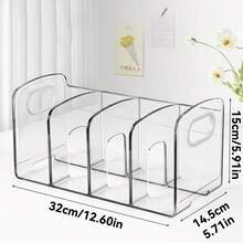 1/2pcs Clear CD Holder, DVD/CD Display Rack, CD Storage Box. Vinyl Record Storage Stand. Standard CD Cases For Media Shelf Storage And Organization. Desktop Plastic File Divider For Papers, Book, Document, Magazines Organizer. Table Decor - Transparent - View 3