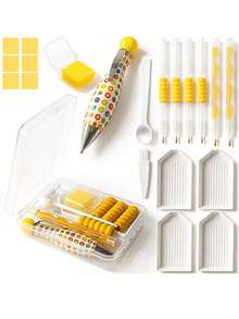 Diamond Painting Pen Set With Storage Box, 5D Craft Tool Kit, Suitable For Beginners And Adults, Includes Pointed Diamond Pen, Wax Pad And Finishing Tray, Perfect For Home Decor - A - View 6