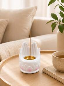 1件創意樹脂蓮花手多功能香座，適用於瑜伽冥想與居家裝飾，節慶香爐 - 彩色 - 查看 2
