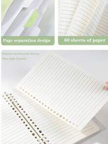 1pc Loose-Leaf Notebook, Detachable Ring Cover, Soft Spine Loose-Leaf Book, Fresh Minimalist Style Diary, Suitable For Back To School, Home, Office, Student Writing Notebook School Supplies - Loose-leaf Book - View 6