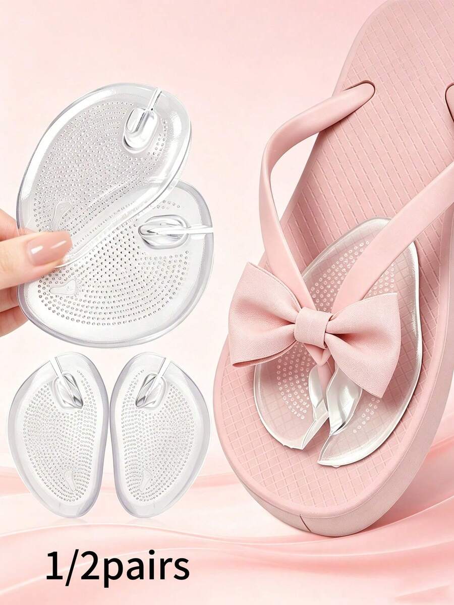 2/1 Pair Soft Gel Toe Pads, Designed To Protect Toes, Suitable For Flip-Flops, Provide Foot Grip To Prevent Slipping, Cushioned And Durable, Reduce Friction, Washable And Reusable. Suitable For Flip-Flops, Slippers, Sandals, Etc. Essential For Outdoor Travel, Vacation And Summer.