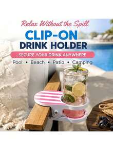 1pc Universal Clip-On Drink Holder, Can Be Clipped To Table Edge, Suitable For Tables And Chairs, Adjustable Clamp With Non-Slip Silicone, Suitable For Beach, Camping And Office - Multicolor - View 9