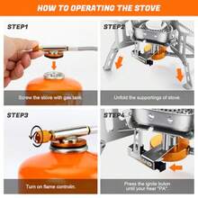 Windproof Camp Stove Camping Gas Stove With Fuel Canister Adapter, Piezo Ignition, Carry Case, Portable Collapsible Stove Burner For Outdoor Backpacking Hiking And Picnic - 3500瓦 - 查看 5