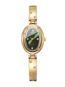 Women's Elegant Star Rhinestone Open Cuff Bracelet Quartz Watch With Oval Rhinestone Dial, Gift For Girlfriend (1pc/Set) Watch Box Not Included - Gold - View 8