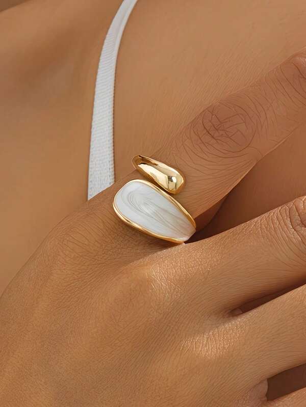 1 pieza Anillo abierto para mujer, nuevo diseño de moda único, anillo de oro de calidad premium, para uso diario, citas y regalo del Día de San Valentín