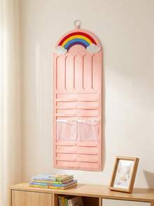 1pc Rainbow Cloud Hanging Hair Accessory Organizer, Suitable For Bedroom And Children's Room Decoration, Multi-Layer Independent Pockets For Neat Storage Of Scattered Hair Clips - Multicolor - View 8