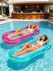 Inflatable Floating Mat, Transparent Minimalist Design With Headrest, Gradient Jelly Color, Suitable For Water, Swimming Pool, Beach, Home Pool, Can Be Used As Inflatable Floating Mat, Water Inflatable Resting Seat, Swimming Pool Inflatable Floating Device, Swimming Pool Inflatable Raft, Air Pump Sold Separately - Gradient - View 14