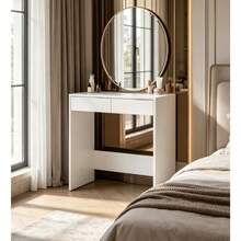 Minimalist Mirror-Free Vanity Table, Dressing Table, Writing Desk, Office Desk & Study Desk With 2-Drawer Storage, Suitable For Bedroom, Calligraphy Room And Living Room, Balcony - Multicolor - View 4