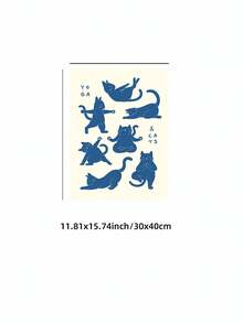 1pc Frameless Minimalist Cat Yoga Pose Collage Art Print Boho Wall Decor Cat Lover Gift Illustration Poster Aesthetic Apartment Living Room Bedroom Back To School Funky Posters Dorm Essentials - Yoga Cat - View 11