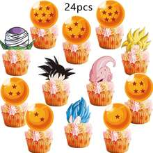 Hasbro Anime Warrior Theme Birthday Cake Decoration Set, Includes Dragon Crystal Ball Cupcake Toppers, Suitable For Cartoon Fighting Character Party Dessert Decoration - Multicolor - View 5