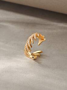 Conjunto de pulseras doradas, cobre texturizado versátil con incrustaciones de circonita, adecuado para uso diario, reuniones, citas, fiestas, regalos - Dorado - Ver 8