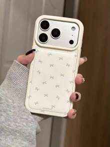 Korean Ins Style Full-Screen Bow Leather Y2K Girly Phone Case, Compatible With IPhone 17A 16 15 14 13 12 11 Pro Max 16 15 14 Plus, Shockproof Protective Cover - White - View 1
