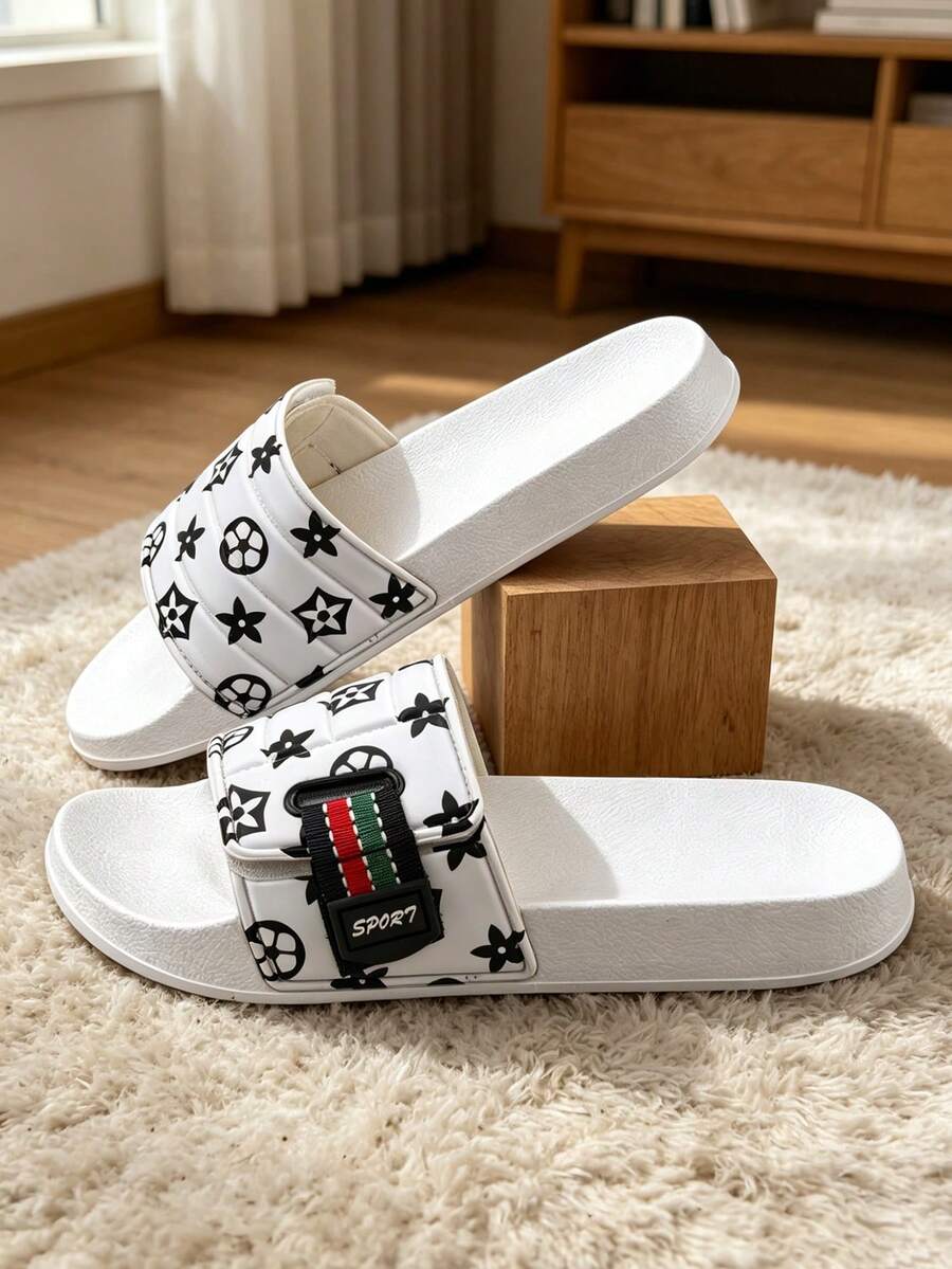Men's Outdoor Sandals, Beach Slippers, Men's Fashion Indoor House Slippers, Bathroom Shoes, Comfortable Soft Flip-Flops - White - View 1