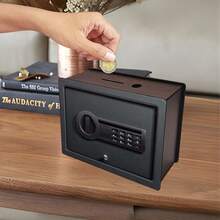1pc Wooden Money Bank, 2D Flat UV Printed Design, Halloween, Christmas, Back To School Season Gift, Family Cash Savings Plan Piggy Bank, No Electricity, Essential For Storing Loose Change, Thanksgiving, Wedding And Summer Gift, Birthday Party Gift, Novelty Toy, Perfect Holiday Gift - Black - View 3