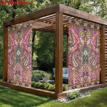 1PC/2pcs Outdoor Window Shade Including Hooks; Featuring A Vibrant Pink Bohemian Paisley Print; Machine Washable; Ideal For Gazebos, Patios And Gardens - Printing - View 4