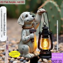 [2D Flat] 2D Flat Shaped, 1pc Puppy Garden Stake - Pointed Tip Easy Insertion Design, Acrylic Material Suitable For Outdoor/Planter Decoration, 0.2cm Thickness, Yard Flower Bed, Durable Garden Ornament (Puppy Shape, 2D Flat) - A - View 6
