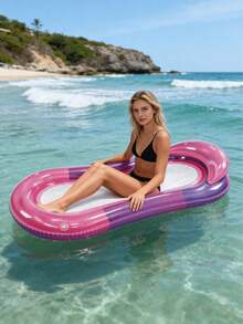 Inflatable Floating Mat, Transparent Minimalist Design With Headrest, Gradient Jelly Color, Suitable For Water, Swimming Pool, Beach, Home Pool, Can Be Used As Inflatable Floating Mat, Water Inflatable Resting Seat, Swimming Pool Inflatable Floating Device, Swimming Pool Inflatable Raft, Air Pump Sold Separately - Gradient - View 13