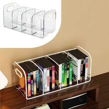 1/2pcs Clear CD Holder, DVD/CD Display Rack, CD Storage Box. Vinyl Record Storage Stand. Standard CD Cases For Media Shelf Storage And Organization. Desktop Plastic File Divider For Papers, Book, Document, Magazines Organizer. Table Decor - Transparent - View 9