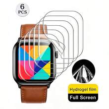 6片裝水凝膠螢幕保護膜，適用於 Apple S7/S8/S9/S10/S11 及其他系列手錶 40mm/41mm/42mm/46mm 全螢幕 - 無色 - 查看 6