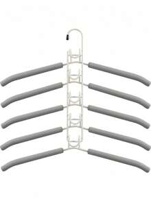 5-In-1 Metal Thickened Hanger With Non-Slip Foam Padding, Clothes Hanger Storage Rack, Closet Organizer, Vertical Storage Rack, Keeps Suits, T-Shirts, Coats Wrinkle-Free, Suitable For Home, Women, Men, Travel Essential, Room Decor, Closet Storage Accessory - Multicolor - View 13