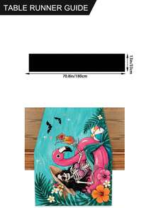 1件裝 Sun Surf & Scares 海灘萬聖節桌旗，沿海熱帶風亞麻長方形桌布，印有南瓜、棕櫚葉、貝殼、蝙蝠圖案，適用廚房裝飾、居家裝飾、房間裝飾、婚禮裝飾、節日派對、夏季、秋季 - 彩色 - 查看 17