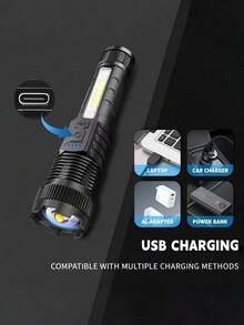 Senter LED berdaya tinggi ini memiliki 5 mode, fungsi zoom, dan pencahayaan genggam yang kuat. Ini adalah senter portabel untuk berkemah yang cocok untuk mendaki gunung di luar ruangan dan keadaan darurat di rumah. Dilengkapi dengan baterai 800mAh bawaan. - Bintang - View 10