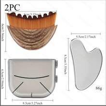 2pcs Lymphatic Detox Brush, Facial Contour Care Brush, Heart-Shaped Stainless Steel Gua Sha Board, For Facial Gua Sha - View 9