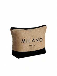 女款「MILANO」藝術字母圖案沙灘托特包套組，時尚可折疊沙灘包，適合游泳與海邊旅行，亦可作為女款單肩包、超市購物袋或多功能收納袋，芭蕾風通勤手提包，適合送給女性、母親、老師、朋友、伴娘、學生，開學季禮物 - 彩色 - 查看 13