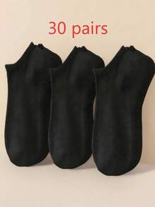 1/10/20/30 Pairs Unisex Black Socks, Invisible Socks, Sports Socks, Multi-Functional Minimalist Socks, Breathable, Soft And Comfortable, Fashionable Versatile Couple Socks, Suitable For Daily Wear Or Outdoor Leisure Activities - Black - View 11