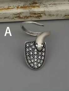 XYHEALER 1/4 buah Cincin Kuku Terbuka Wanita Perak Vintage, Set Cincin Cakar Ujung Jari Gaya Gothic Punk, Penutup Kuku Desain Ular/Kucing/Pohon Perhiasan yang Dipersonalisasi - MultiWarna - View 13