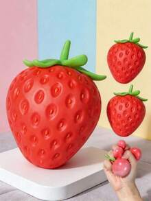 1pc Strawberry Squishy Stress Relief Toy, Color-Changing Squeeze Toy, Elastic Rebound, Cute Strawberry Shape, Light-Activated Color Change, Suitable For Adults/Daily Use - Multicolor - View 2
