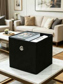 Foldable Black Fabric Storage Box For Home, Book And Clothing Organizer, Clothes And Socks Sorting Storage Bin, Easy Organization And Storage - View 1