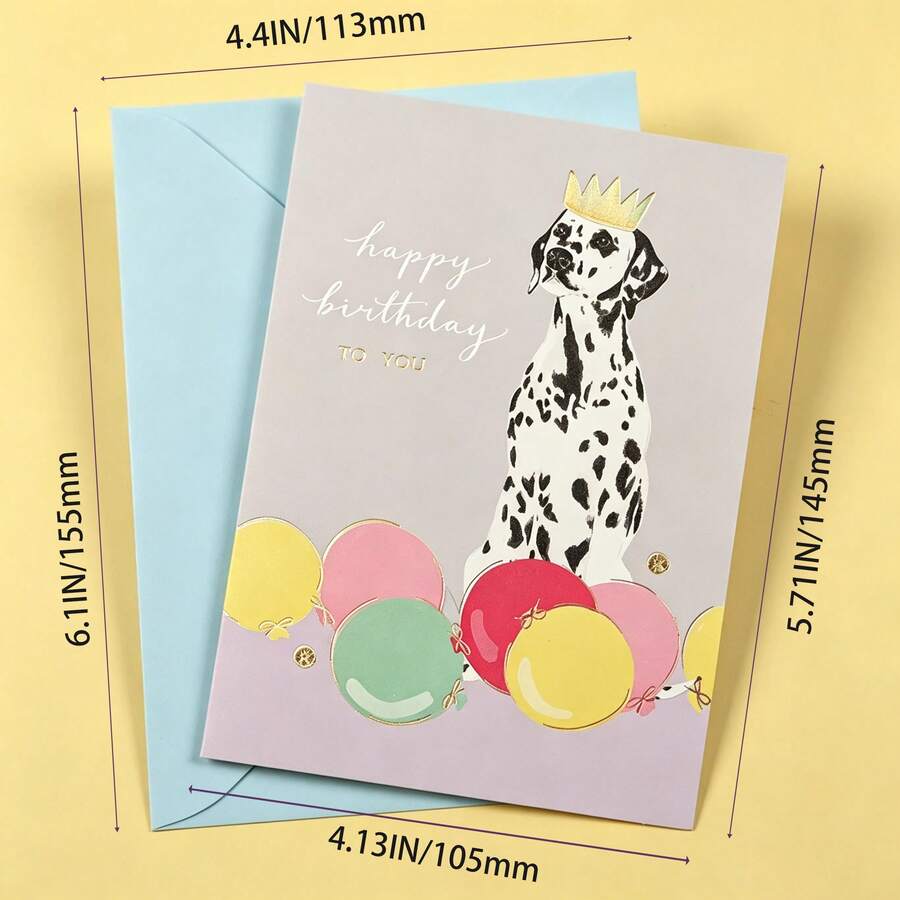DOG THEMED HAPPY BIRTHDAY GREETING CARD, ALL-PURPOSE GREETING CARD, UNISEX KEEPSAKE BIRTHDAY CARD FOR HIM AND HER