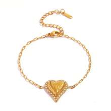 1pc Vintage Heart-Shaped Zirconia 18K Gold Plated Bracelet, Delicate Layered Bracelet Valentine's Day Daily Women's Accessory, Gift For Her - Multicolor - View 5