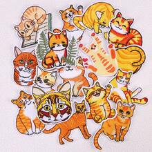 16pcs Orange/Yellow Cute Cat Fabric Patches, Minimalist Knitted Embroidery Design, Suitable For Clothing DIY Decoration, Bag Decoration, Hole Patching, Product Decoration And Embellishment - Kitten - View 6