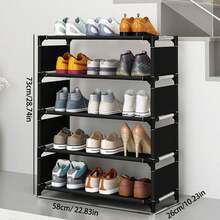 [1pc]Simple Multi-Layer Shoe Rack, Black/Grey Metal Material, Sturdy Thickened Shoe Storage Rack, Dust-Proof Multi-Functional Organizer, Easy Assembly, Modern Style, Suitable For Student Dorm, Home Entrance, Hallway, Balcony - View 18