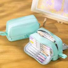 Large Capacity Pencil Case 4 Compartments,Pencil Pouch With Zipper Portable Handle For Teens Adults Aesthetic Pencil Bag Stationery Organizer... - Multicolor - View 17