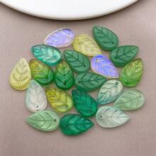 20pcs Glass Leaf Pendant Jewelry Making DIY Earrings Pendant Various Design Charms For Jewelry Making Bracelets Necklace - Multicolor - View 4