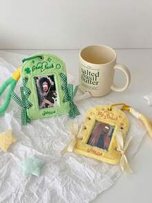 1個女孩款毛絨卡套 DIY 星追 3英吋小卡展示卡包 學生緞帶掛繩卡包，Ba，開學第一天 - 彩色 - 查看 5