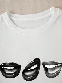 Top de capa base para uso diario en otoño/invierno, estilo de moda, suelto y cómodo, casual y versátil, adecuado para ocio en casa y salidas. Presenta estampado de patrón vintage americano - Blanco - Ver 5